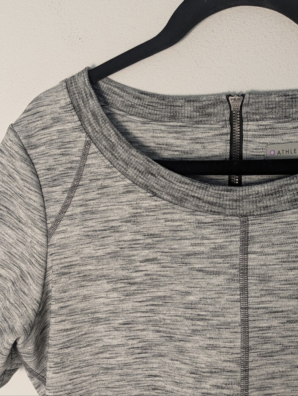 Athleta Large Gray Textured En Route Ponte Short Sleeve Fit & Flare Dress Casual - Picture 5 of 16
